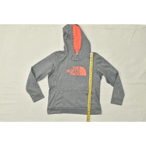 The North Face Women Gray Hoodie W/ Orange Logo & Hood Regular Size L Polyester - Picture 2 of 8